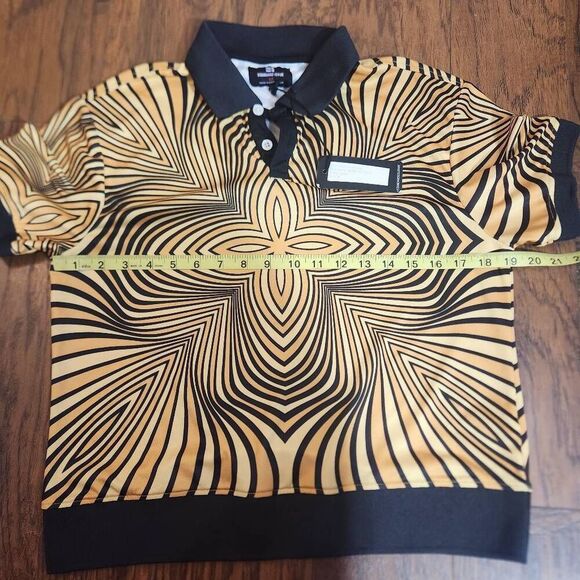 Nordstrom Standard Issue Gold Mesh Crop Polo - Picture 5 of 7